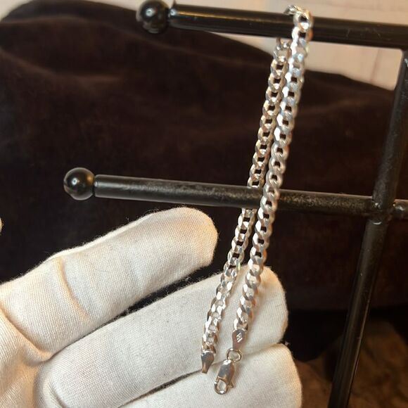 925 Italian Sterling Silver Cuban Link Bracelet 7.5” - Picture 6 of 9